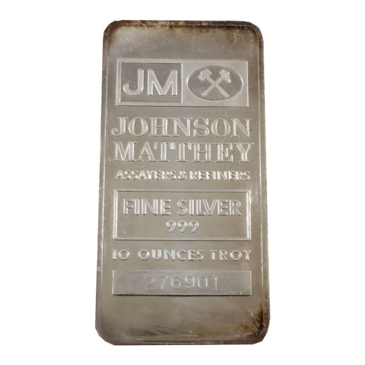 JM Johnson Matthey Assayers & Refiners 10oz .999 Fine Silver Bar (No Tax) Issues