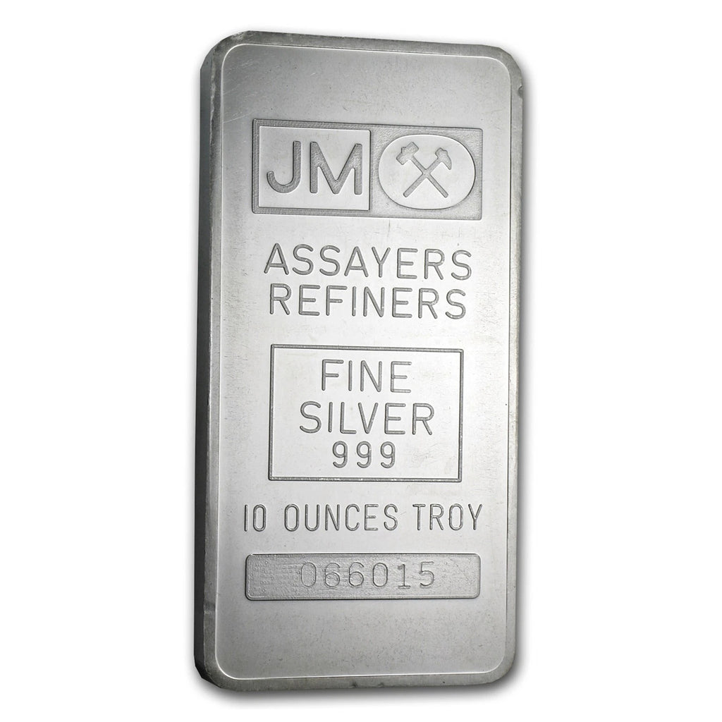 JM Johnson Matthey Blank Bank 10oz Silver Bar (No Tax) Mintage <50,000 - Flaws