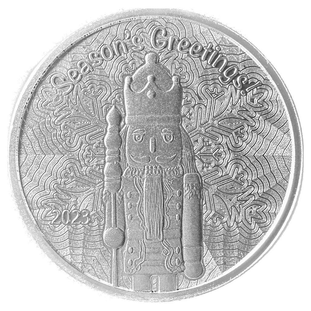 2023 Season's Greetings: Nutcracker 1oz .999 Silver Round (Tax Exempt) Lightly Toned
