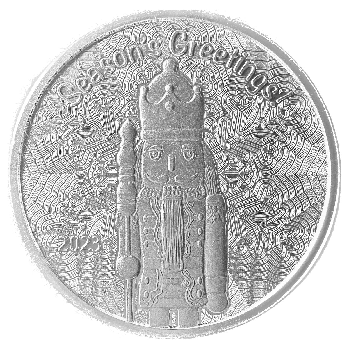 2023 Season's Greetings: Nutcracker 1oz .999 Silver Round (Tax Exempt) Lightly Toned