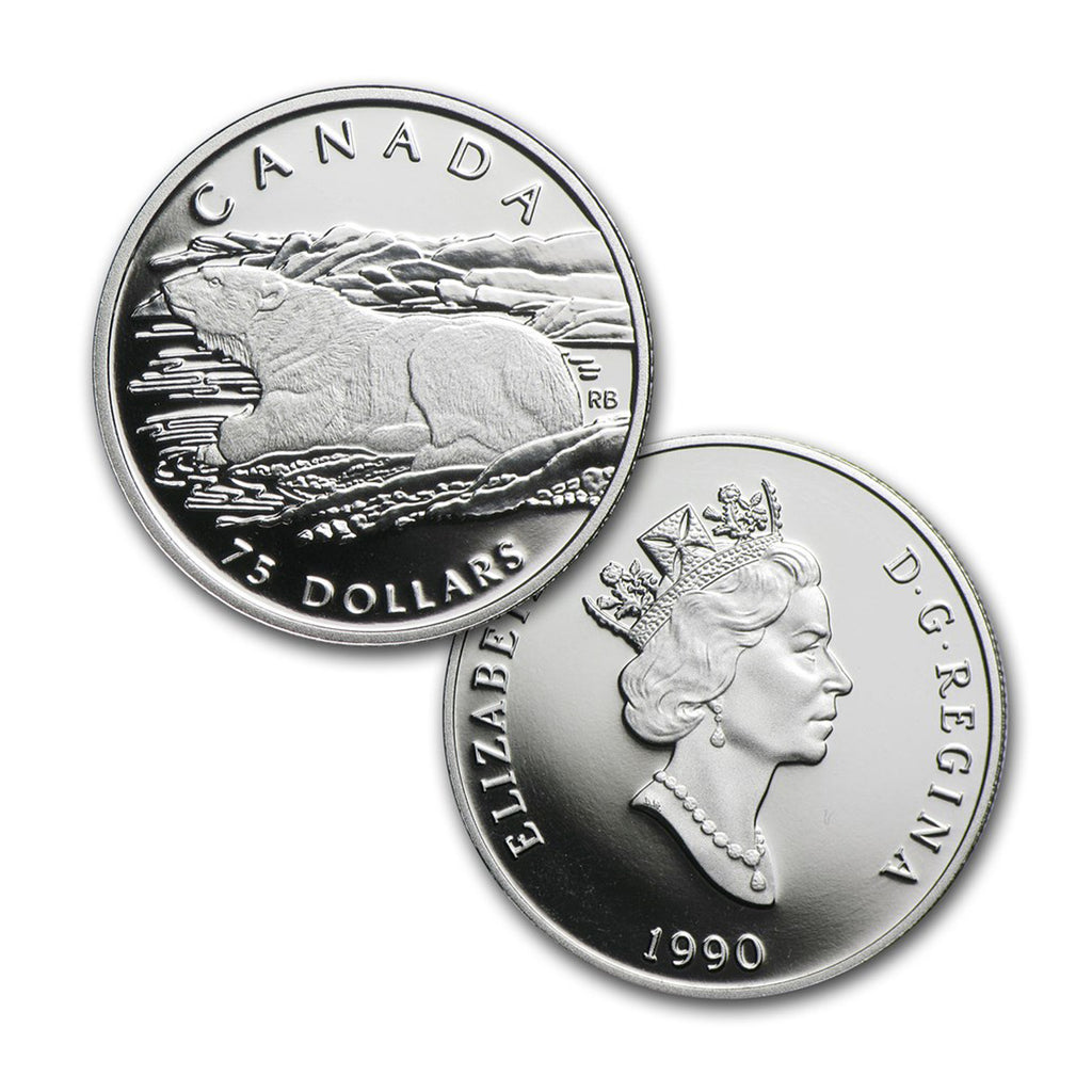 1990 Canada $75 Polar Bear 1/4oz 9995 Platinum (No Tax) Capsule Scratched