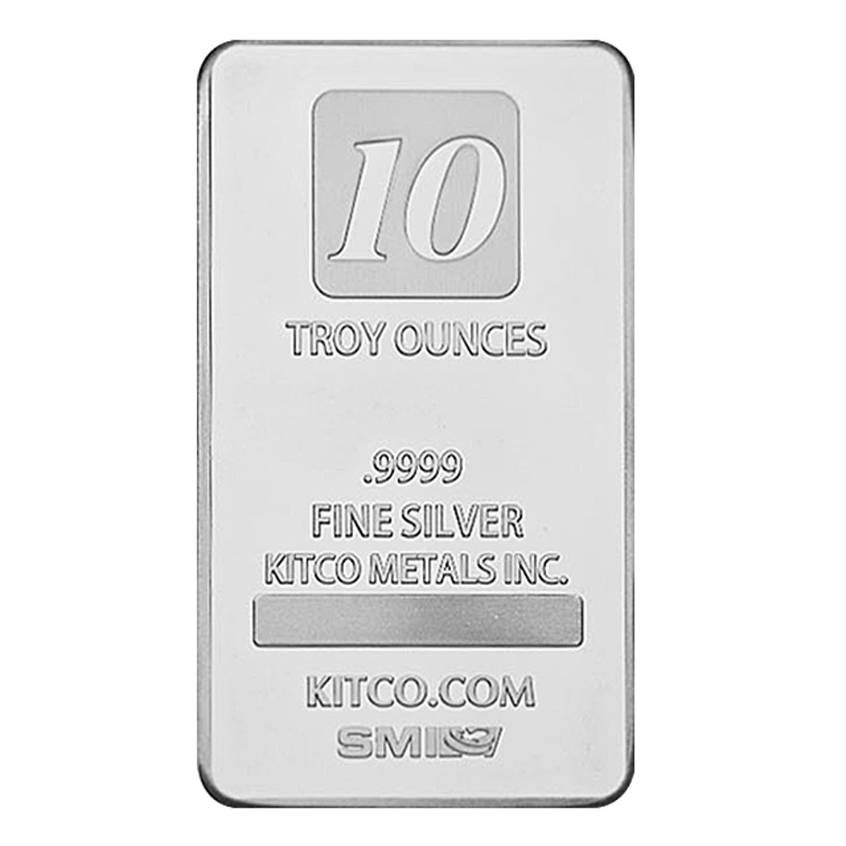 KITCO SMI 10oz .999 Silver Bar UNSEALED (No Tax) Hairline Scratches