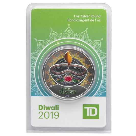 TD Bank 2019 Diwali 1oz Silver Round in Package (No Tax) Flaws