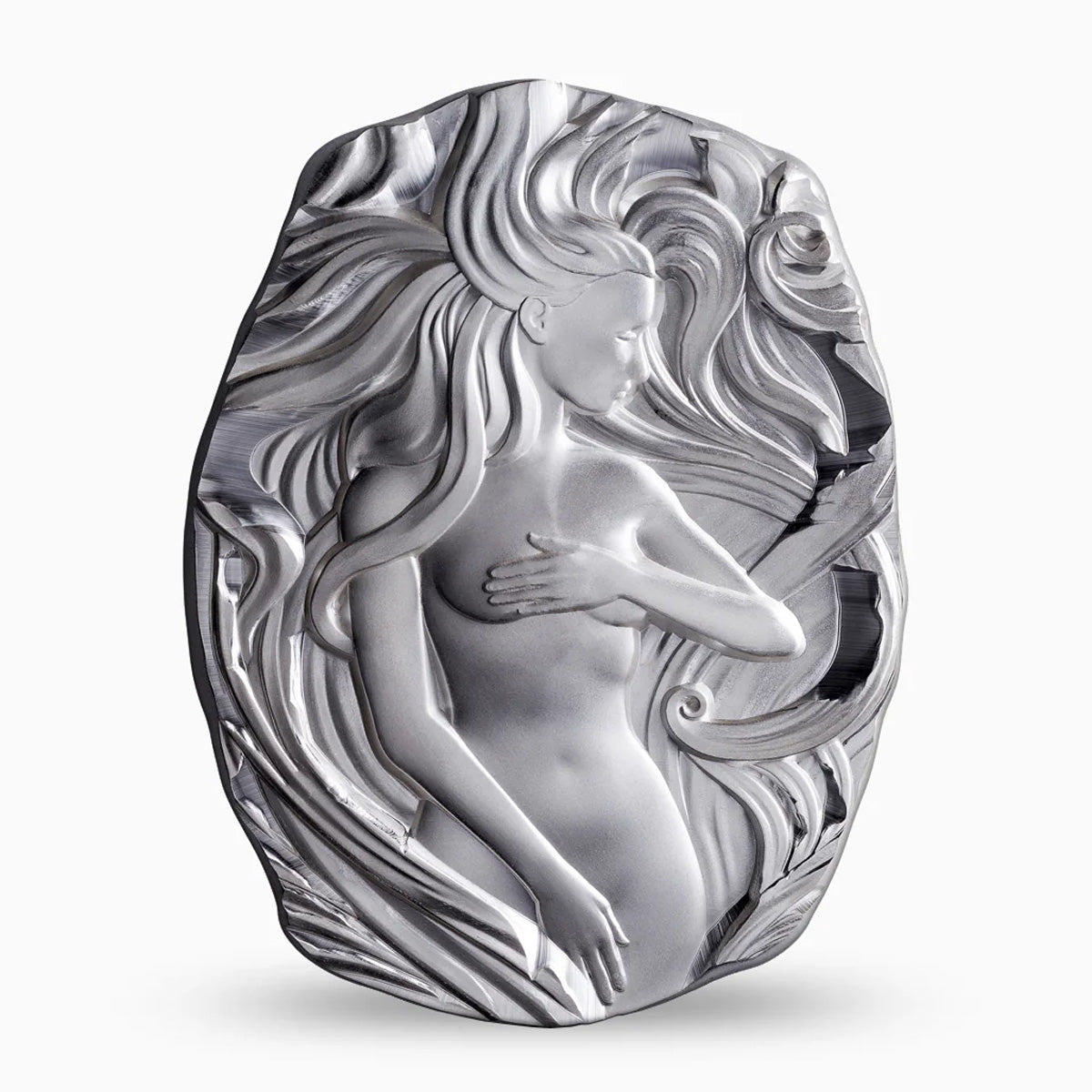 Argentia Woman w Flowing Hair 10oz Silver Art Bar (No Tax) Scuff/Lightly Toned