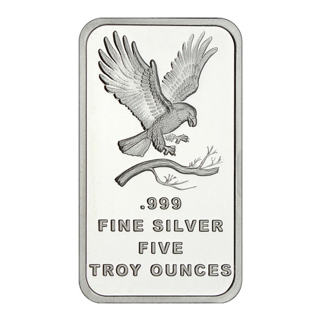 SilverTowne Eagle Design 5oz .999 Silver Bar (No Tax) Light Toning