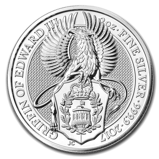 2017 Great Britain £5 Queen's Beasts: The Griffin 2oz. 999 Silver (No Tax) Issues