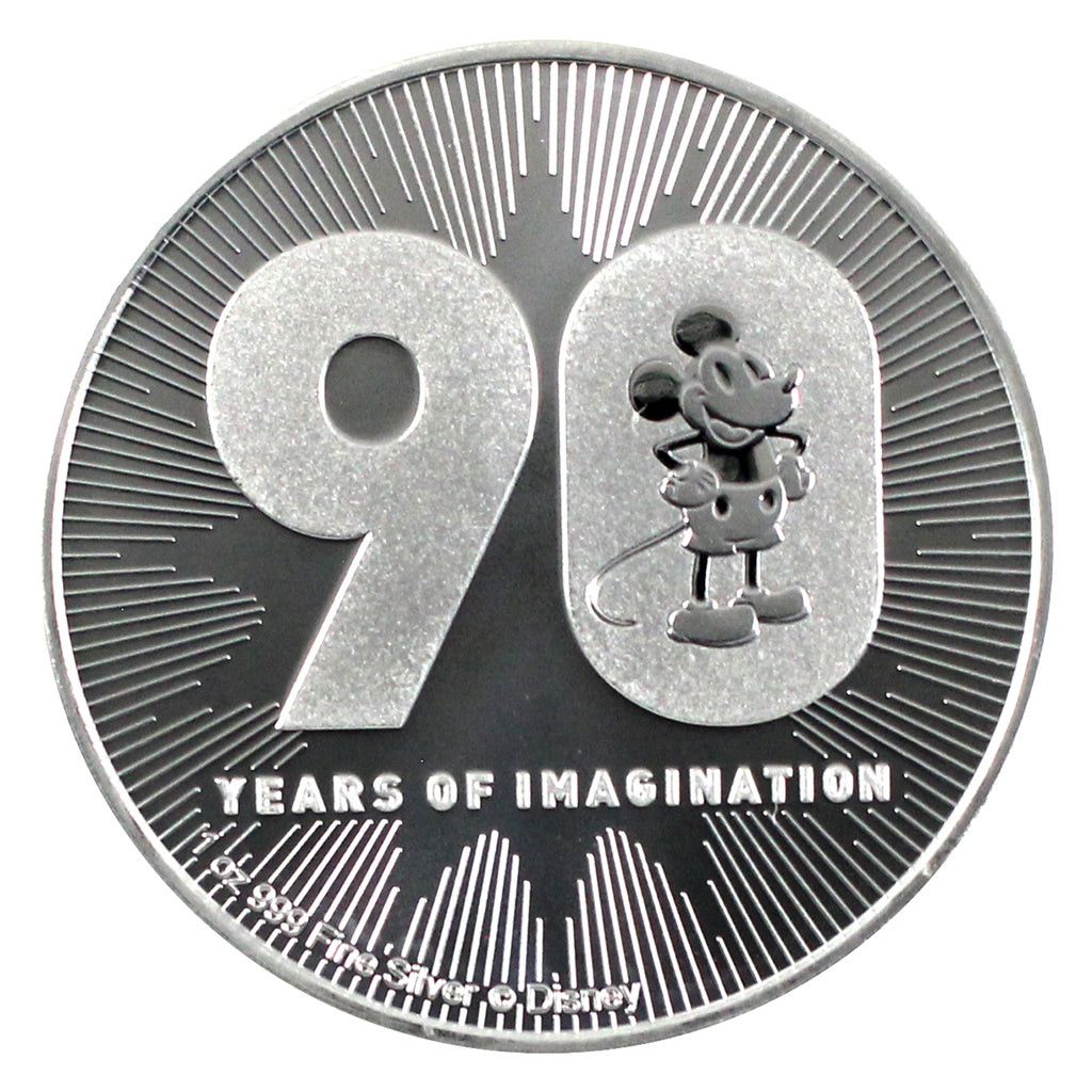 2018 Niue $2 Disney Mickey's 90th Ann 1oz .999 Silver (No Tax) Scratches on Cap