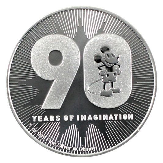 2018 Niue $2 Disney Mickey's 90th Ann 1oz .999 Silver (No Tax) Scratches on Cap