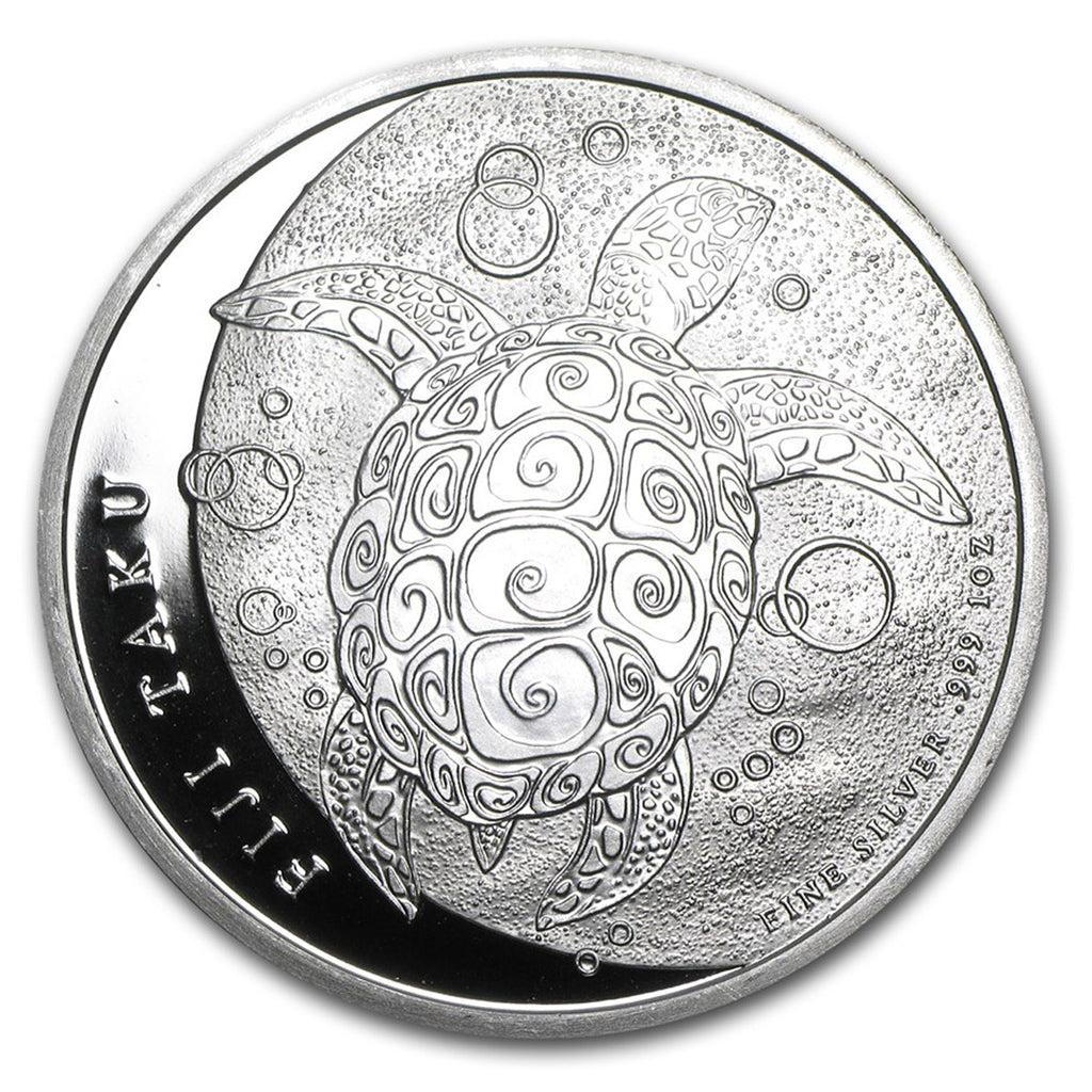 2011 Fiji $2 Taku Turtle 1oz .999 Fine Silver (No Tax) Toning/Scuffs