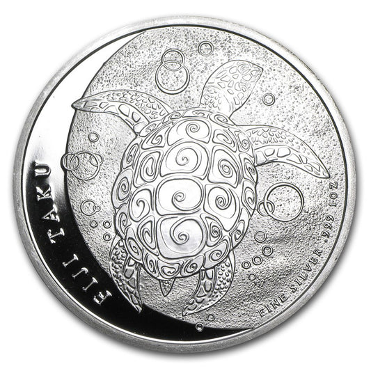 2011 Fiji $2 Taku Turtle 1oz .999 Fine Silver (No Tax) Toning/Scuffs