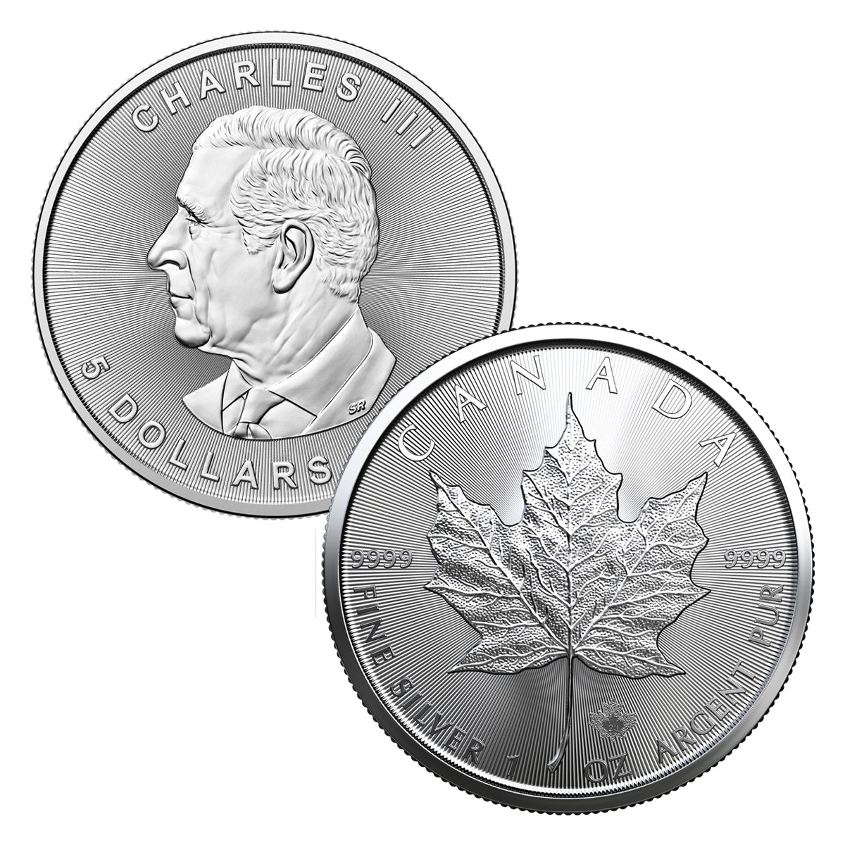 Random Date $5 1oz Silver Maple Leaf .9999 (No Tax) May have light toning.