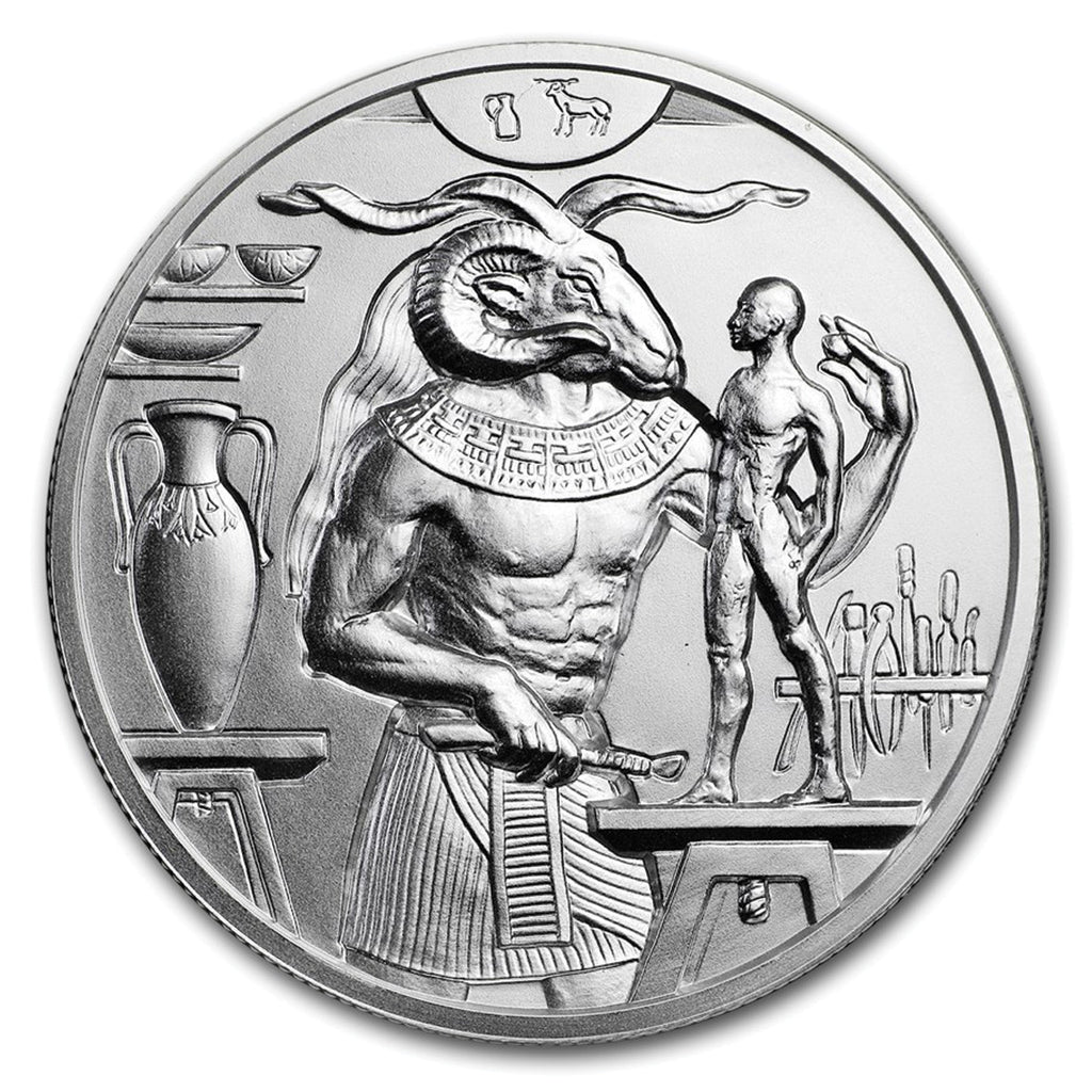 Egyptian God Series: Khnum 2oz Silver Round (No Tax) Light Toning/Scr Capsule