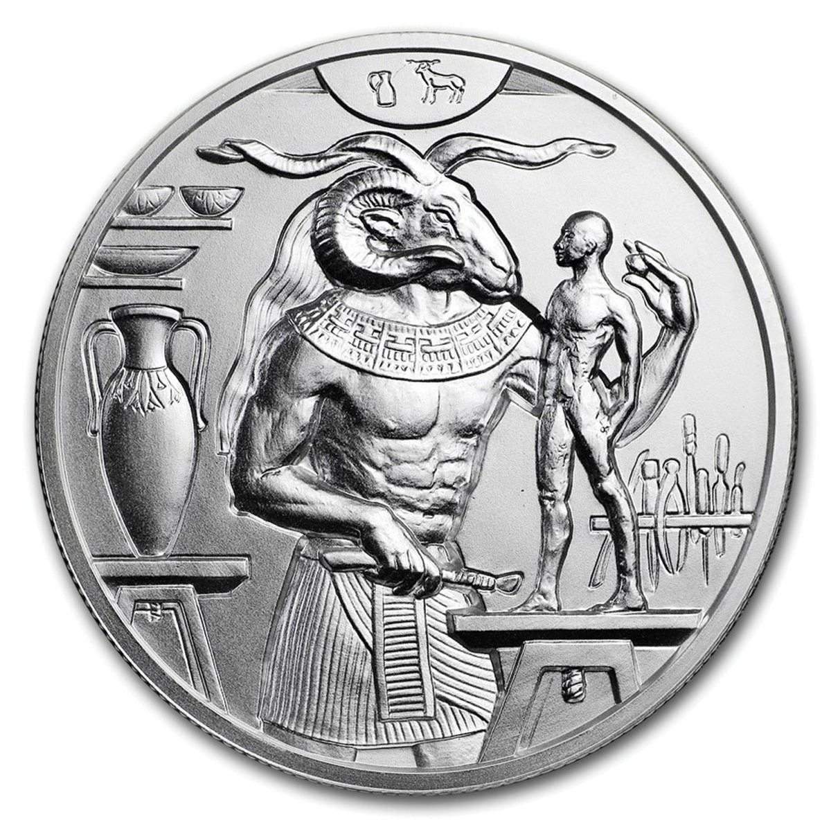 Egyptian God Series: Khnum 2oz Silver Round (No Tax) Light Toning/Scr Capsule