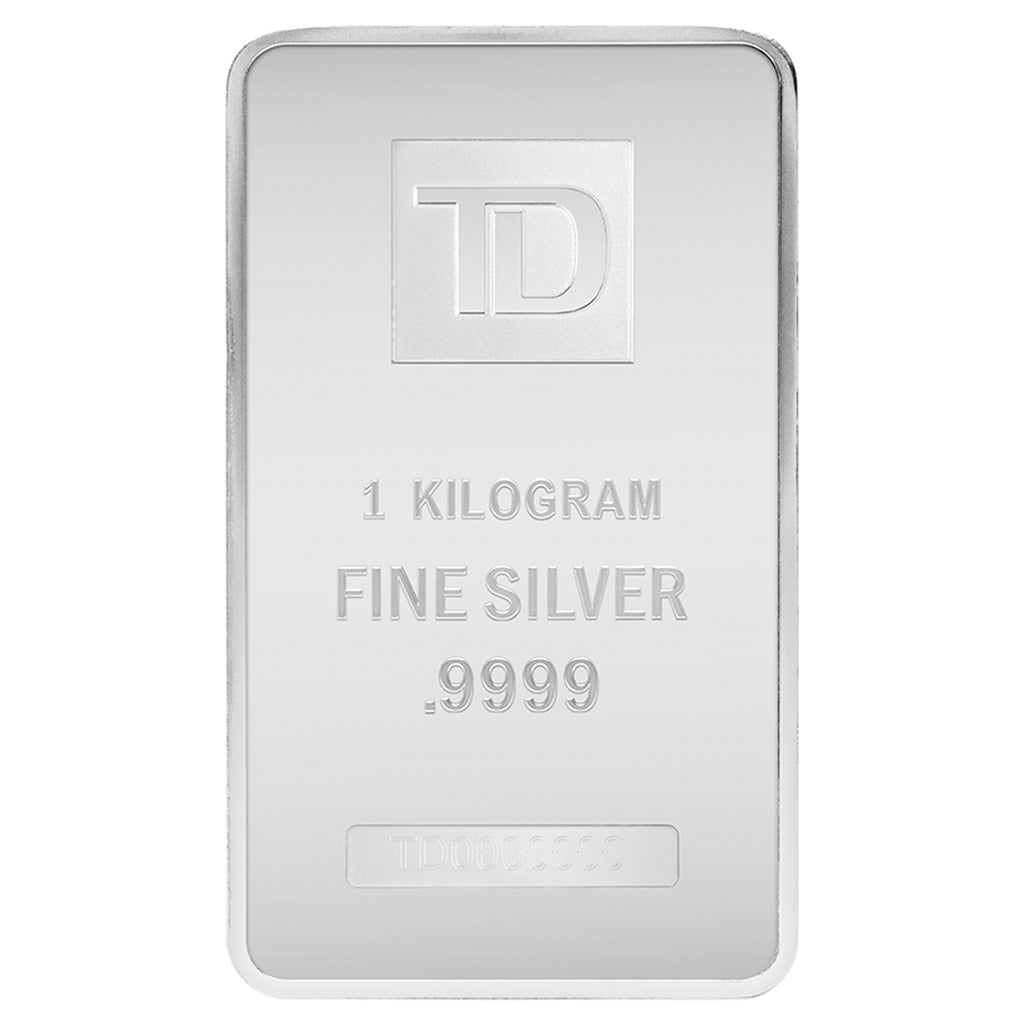 TD Bank KILO Stackable Silver Bar (No Tax) Light Toning - No CREDIT CARD OR PAYPAL.