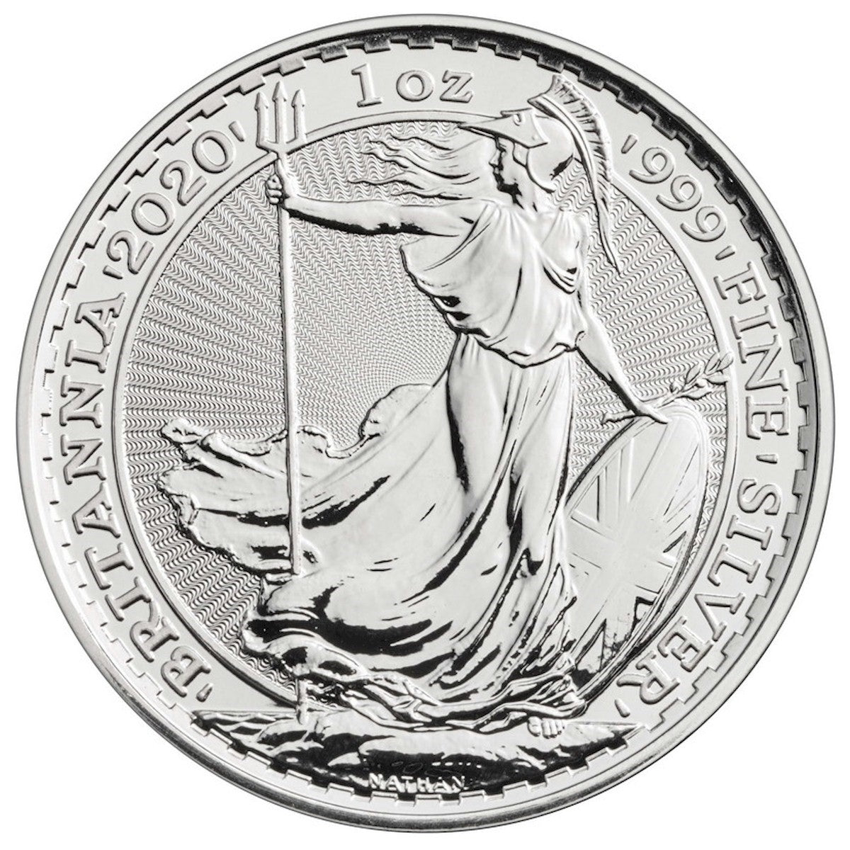 2020 Great Britain £2 Britannia 1oz. .999 Fine Silver (No Tax) Lightly toned/hairline Scr