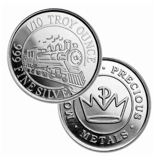 Monarch Train 1/10oz .999 Fine Silver Round (No Tax) May have light toning