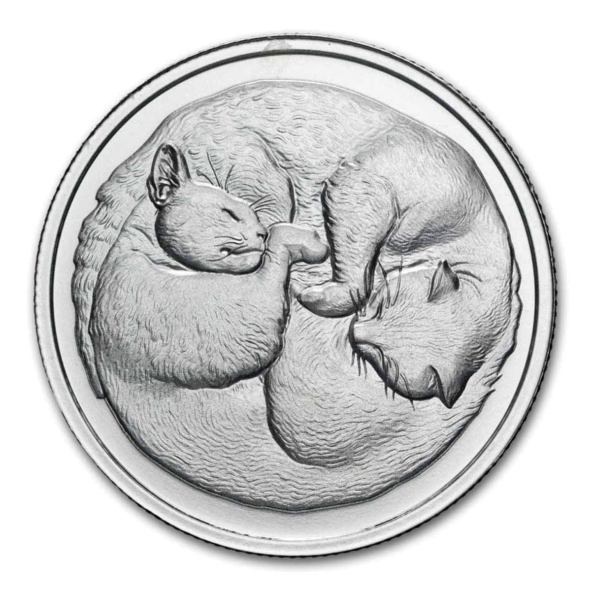 Purrfectly Silver Series: Two Sleeping Cats 1oz .999 Fine Silver (No Tax)