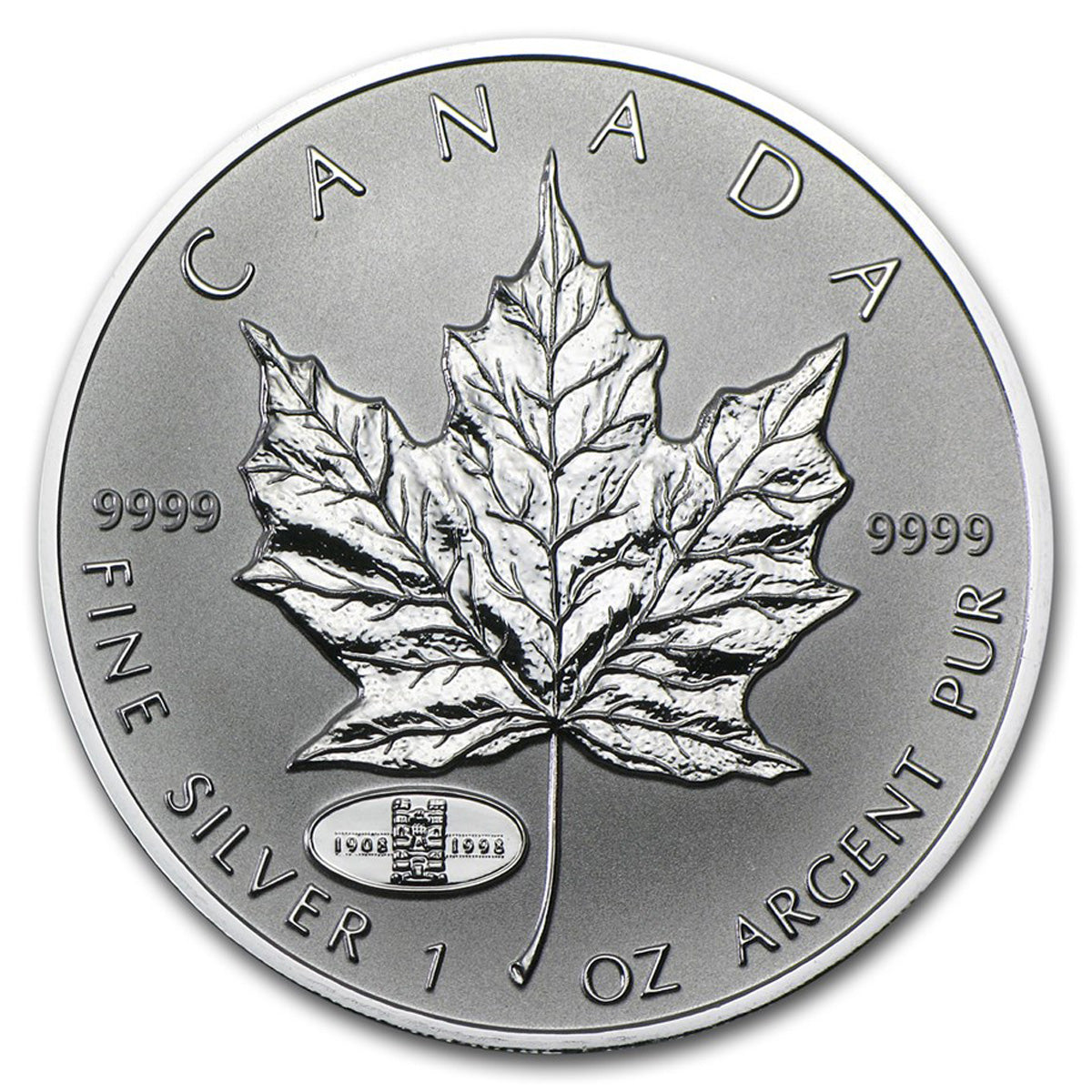 1998 90th Anniversary of RCM Privy 1oz Silver Maple Leaf (No Tax) Issues