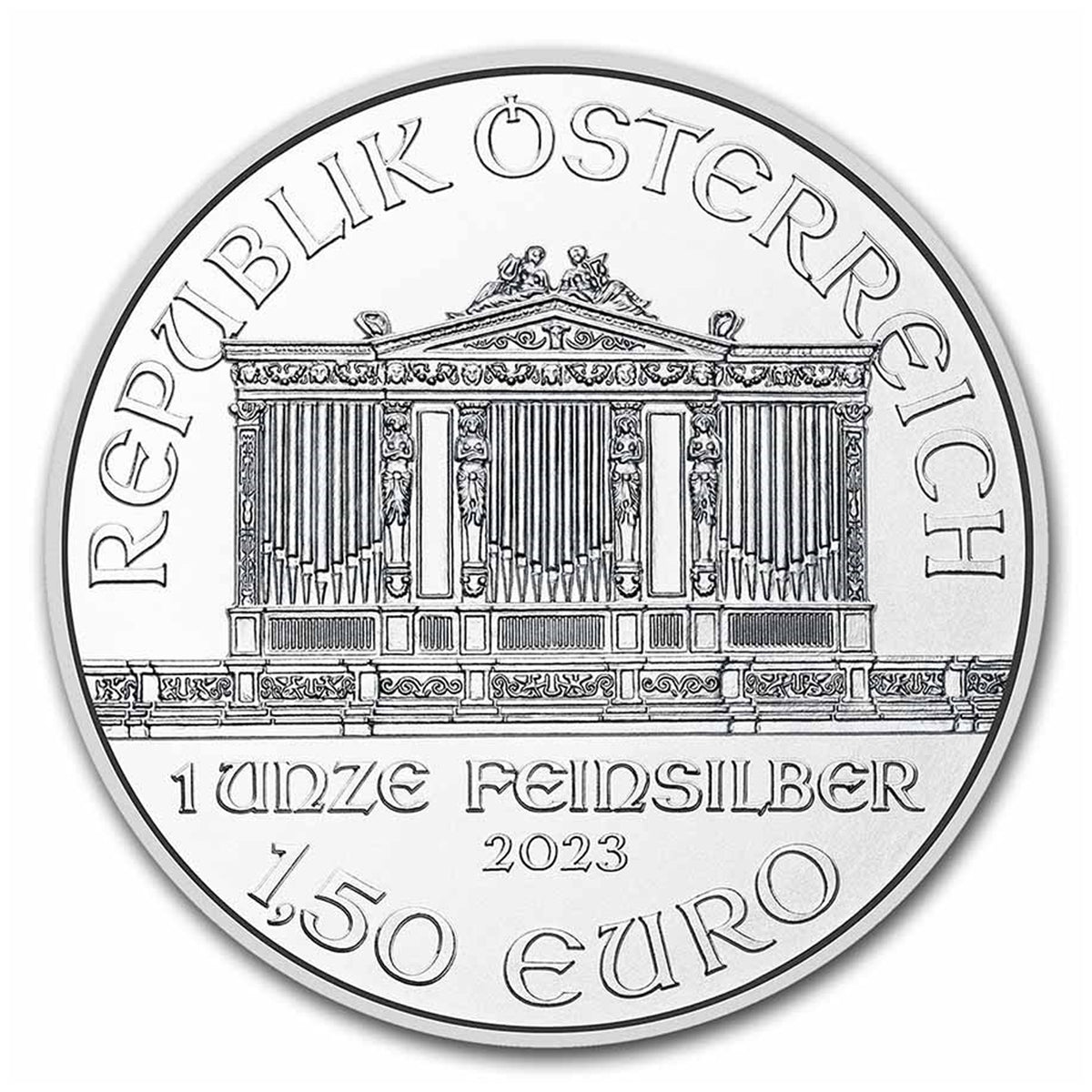 2023 Austria 1.5 Euros Philharmonic 1oz Silver (No Tax) Light Toning