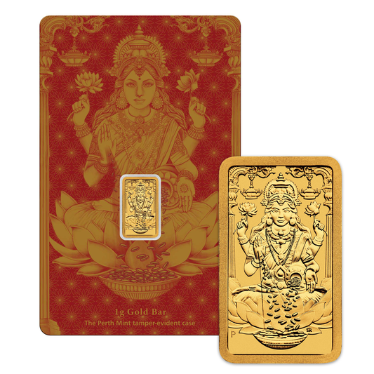 Celebrate Diwali Lakshmi 1 gram .9999 Fine Gold Bar (No Tax)