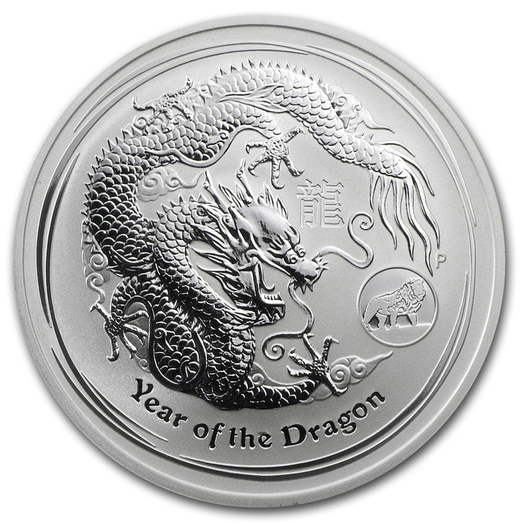 2012 Australia $1 Year of the Dragon w/ Lion Privy 1oz. Silver (No Tax)