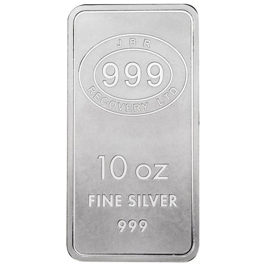 JBR 10oz .999 Silver Bar (No Tax) UNSEALED/Lightly Toned