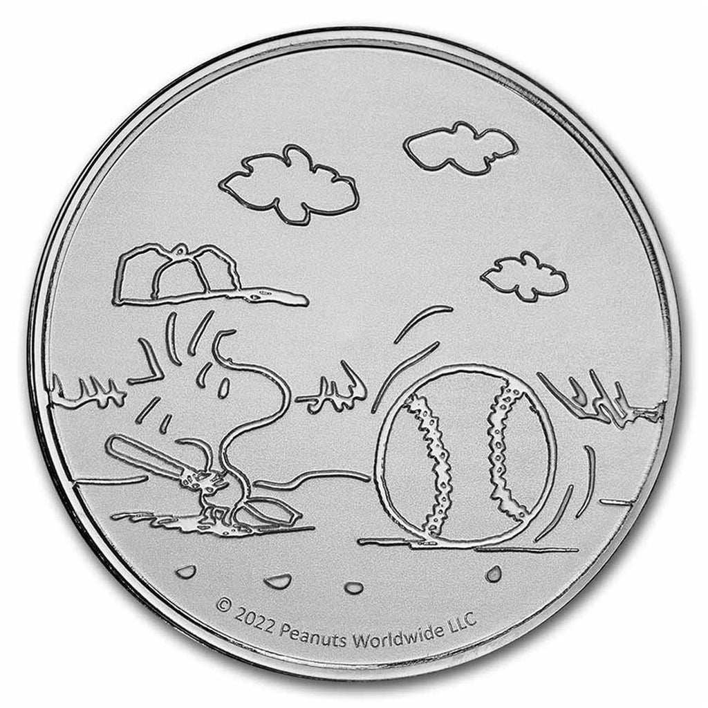 Peanuts® Baseball - Woodstock at Bat 1oz .999 Fine Silver Round (No Tax)