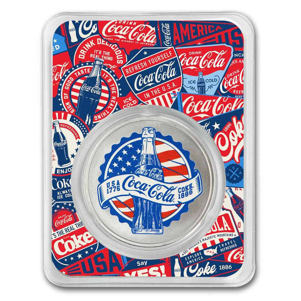 Coca-Cola® Colourized Americana 1oz Silver Round in Special Card (No Tax)