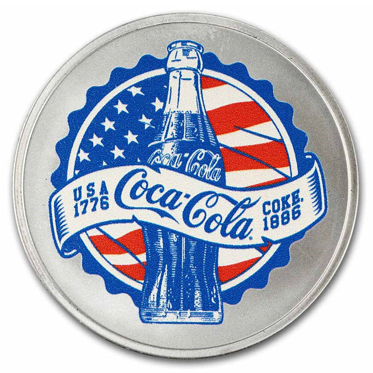 Coca-Cola® Colourized Americana 1oz Silver Round in Special Card (No Tax)