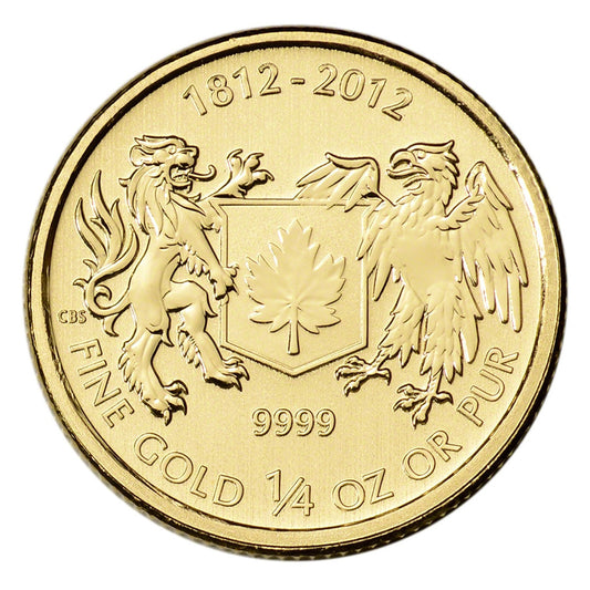 2012 Canada $10 War of 1812 SEALED 1/4oz .9999 Fine Gold (No Tax)
