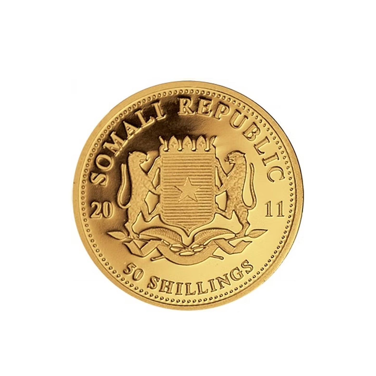 2011 Somalia 50 Shillings African Wildlife Elephant 1/25oz .999 Gold Coin (No Tax)
