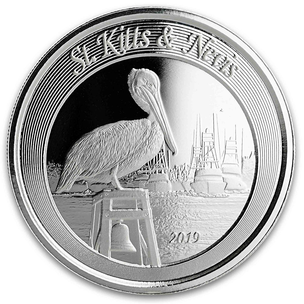 2019 EC8 $2 St. Kitts & Nevis "Brown Pelican" 1oz. .999 Silver (No Tax)