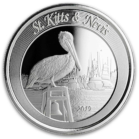 2019 EC8 $2 St. Kitts & Nevis "Brown Pelican" 1oz. .999 Silver (No Tax)