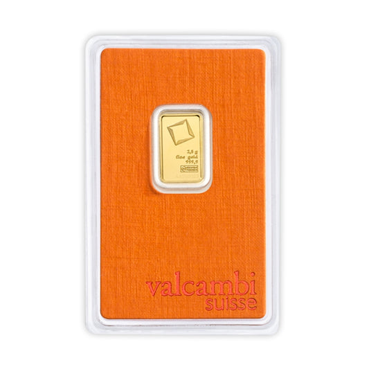 Valcambi Suisse 2.5g .9999 Gold Bar in Original Package (No Tax)