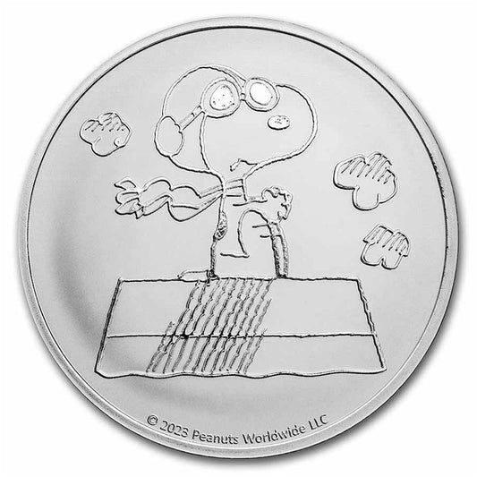 Peanuts® Snoopy Flying Ace 1oz .999 Fine Silver Round (No Tax)