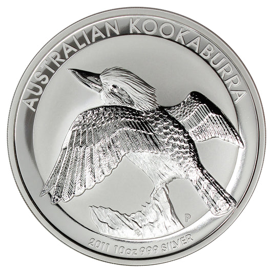 2011 Australia $10 Kookaburra 10oz Silver (No Tax) Scratched/Scuffed Capsule
