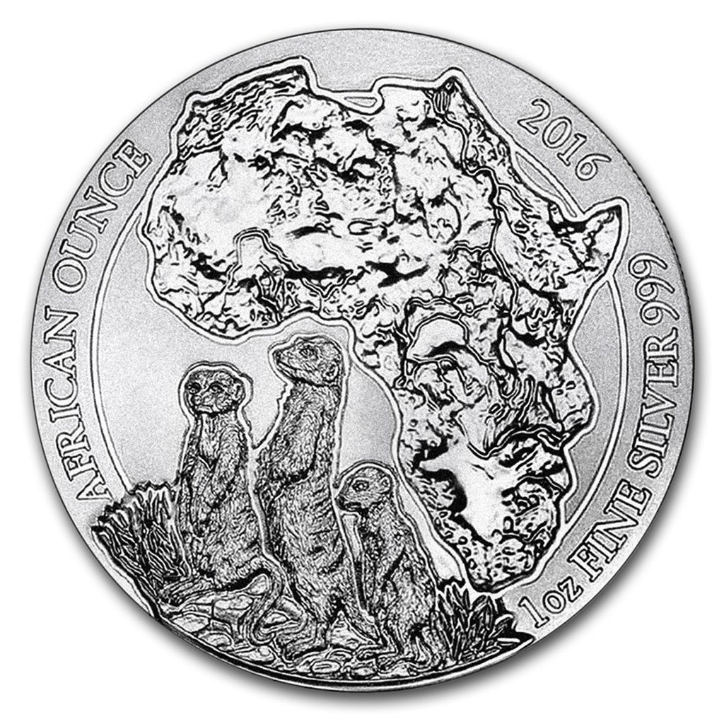 2016 Rwanda 50 RWF African Meerkat 1oz .999 Silver BU (TAX Exempt)