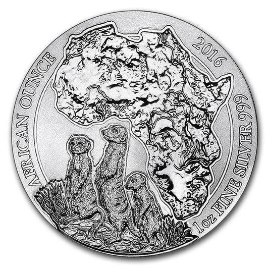 2016 Rwanda 50 RWF African Meerkat 1oz .999 Silver BU (TAX Exempt)