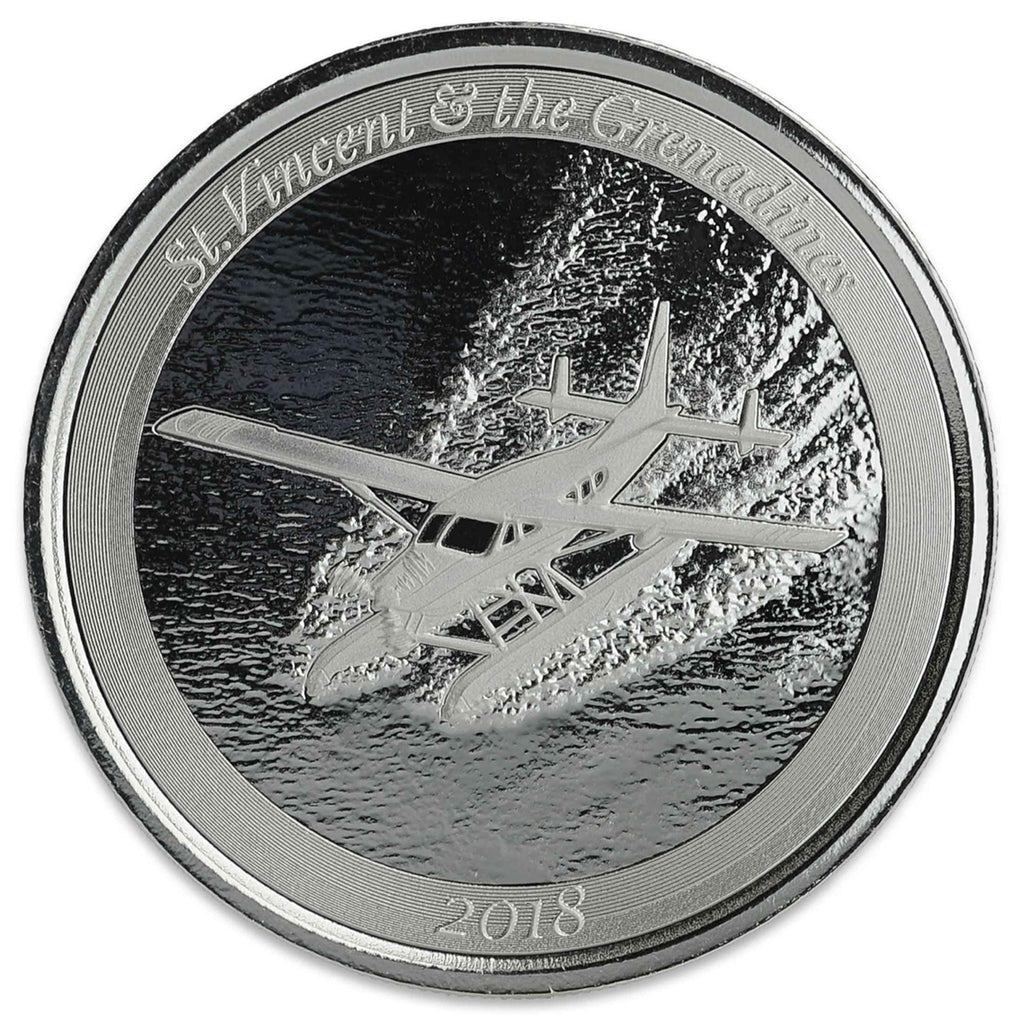 2018 $2 St. Vincent & the Grenadines "Seaplane" 1oz Silver (No Tax) Light toning