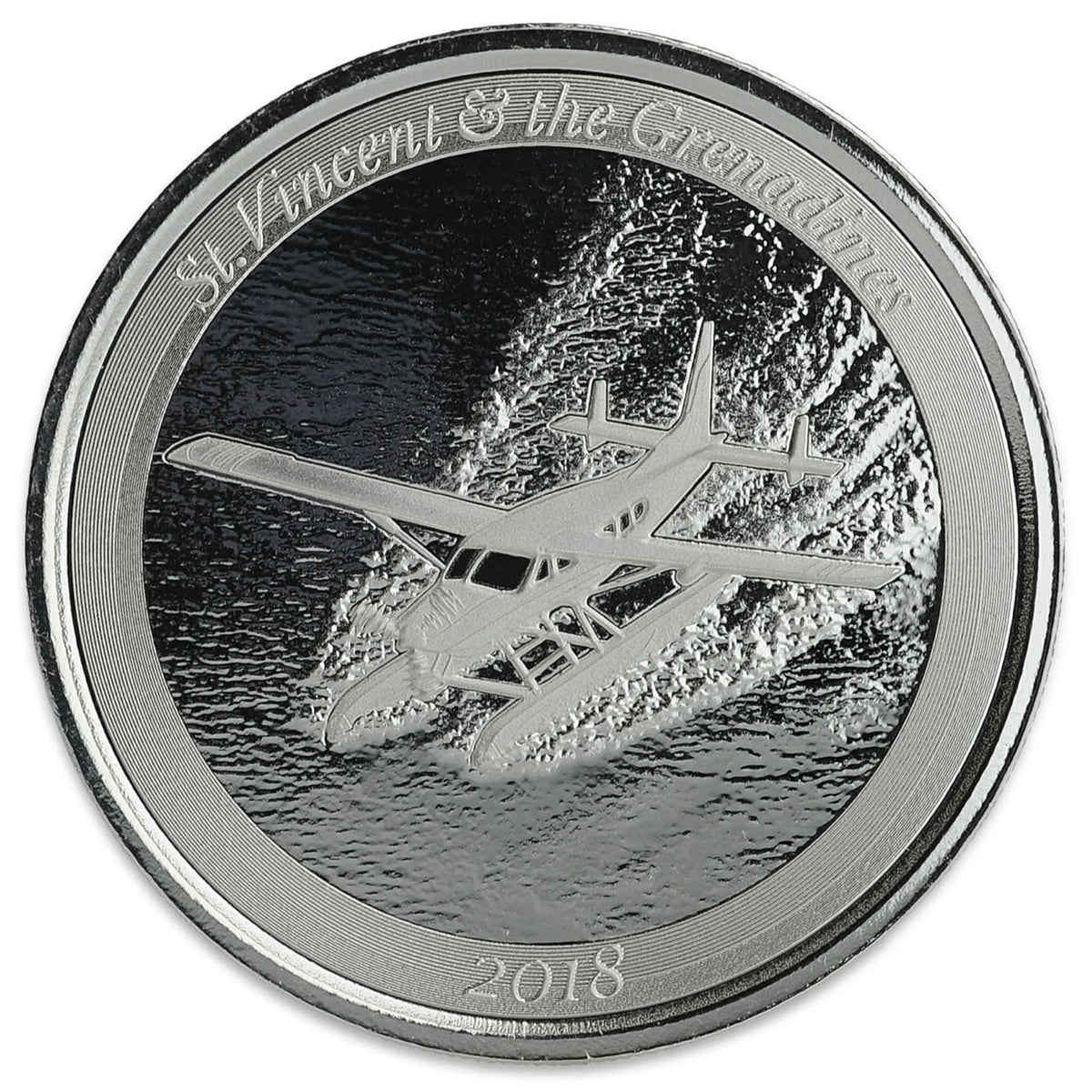 2018 $2 St. Vincent & the Grenadines "Seaplane" 1oz Silver (No Tax) Light toning