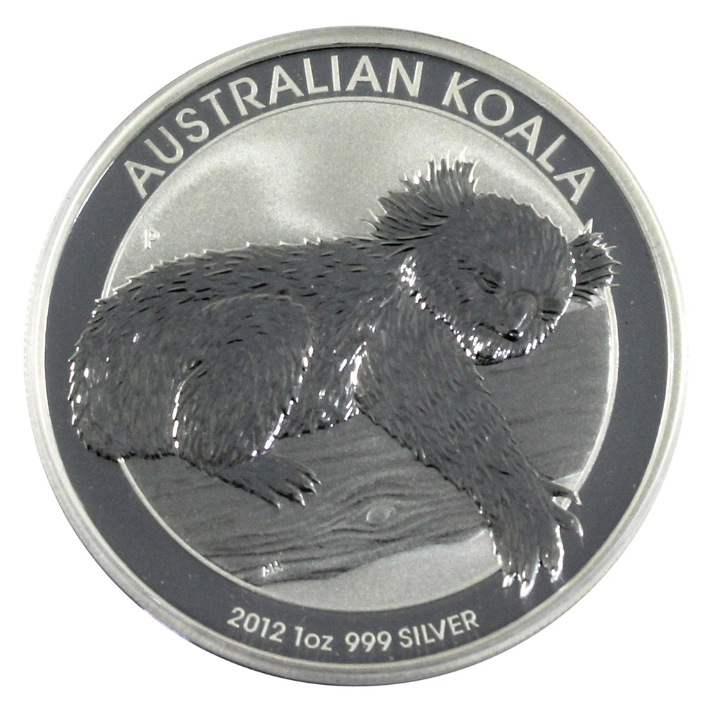 2012 Australia $1 Koala 1oz .999 Silver (No Tax) Light Toning/Capsule Scr