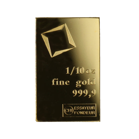 Valcambi 1/10oz .9999 Gold Bar (No Tax) Hairline Scratch