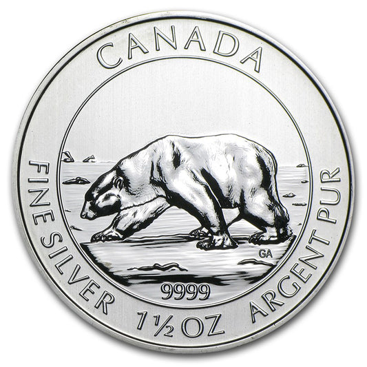 2013 Canada $8 Polar Bear 1.5oz Fine Silver (No Tax) Mild Rubbing