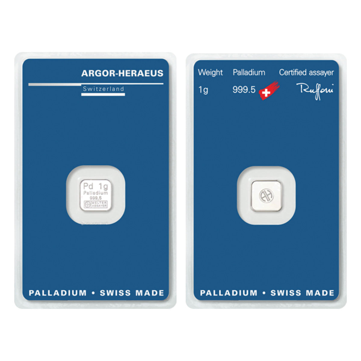 Argor-Heraeus PALLADIUM 1 Gram .9995 Bar in Card (No Tax) Card Scratches