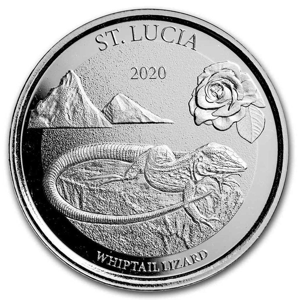 2020 EC8 $2 St. Lucia: Whiptail Lizard 1oz. .999 Silver (No Tax) Capsule Scr.