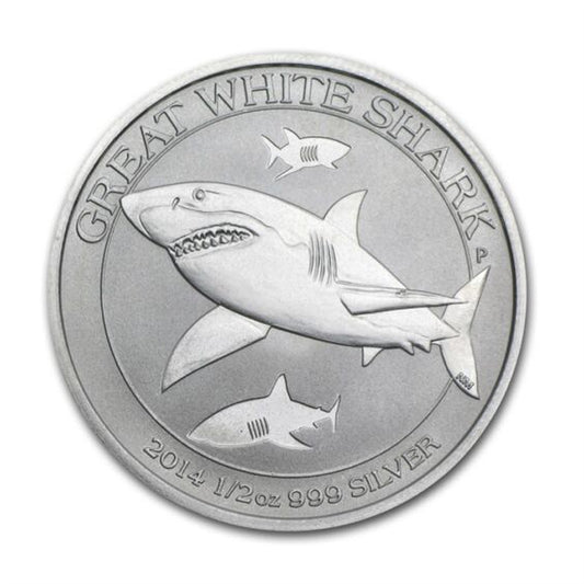 2014 Australia 50-cent Great White Shark 1/2oz. Silver (No Tax) - Toning/Scuffs