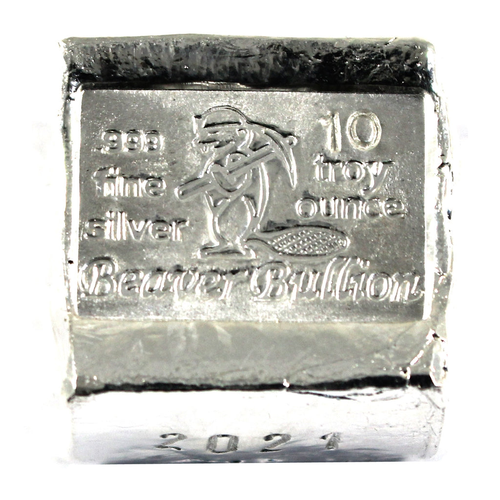 Beaver Bullion 10oz .999 Fine Silver Cube (No Tax) Light Scr/Rubbing