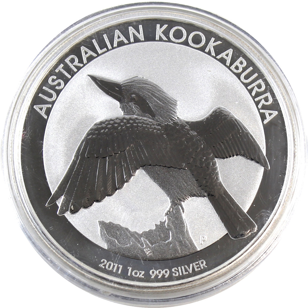 2011 Australia $1 Kookaburra 1oz .999 Silver (No Tax) Capsule Scr/Light Toning
