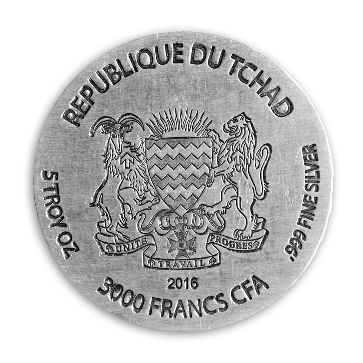 2016 Republic of Chad  King Tut 5oz .999 Fine Silver (No Tax) Box Worn
