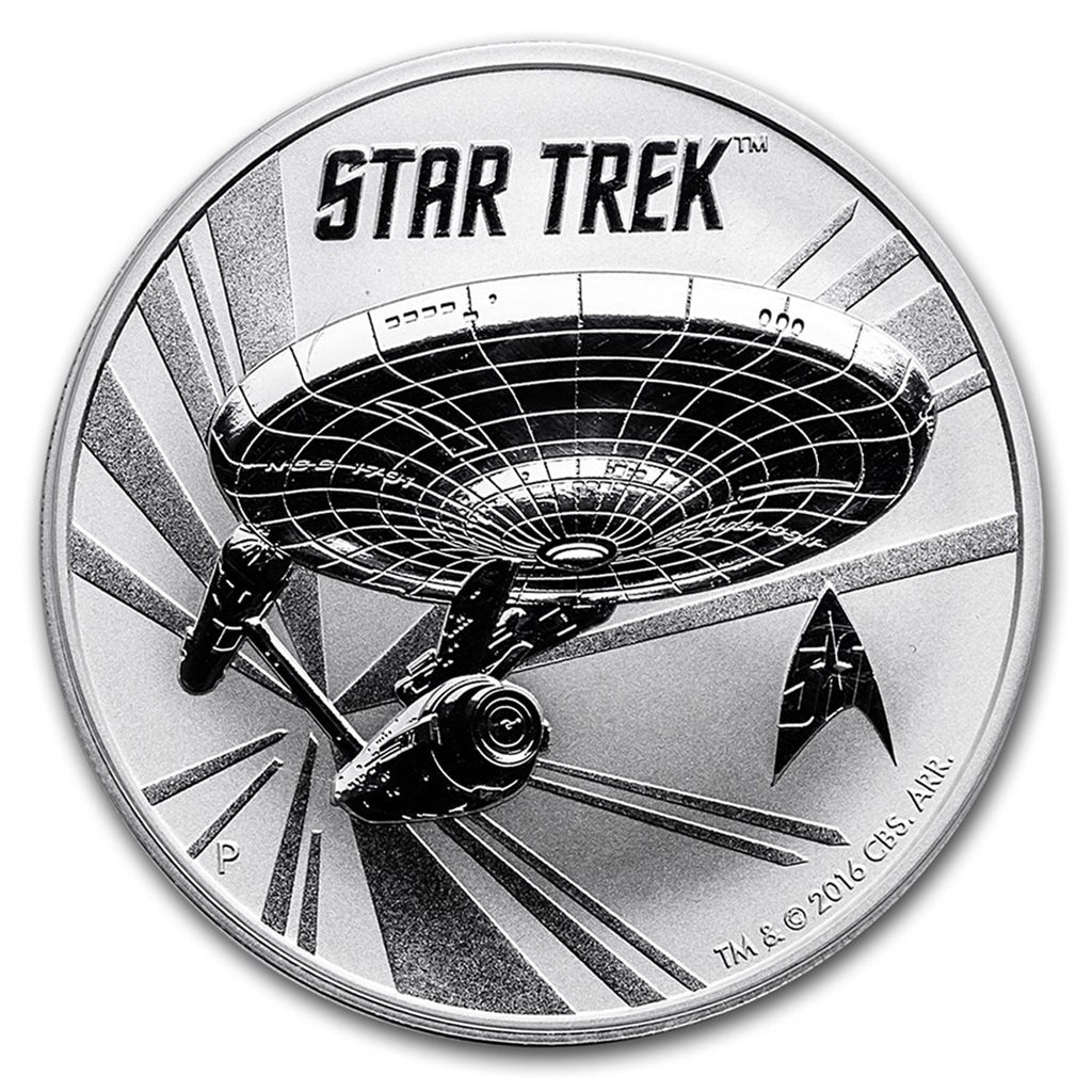 2016 Tuvalu $1 Star Trek U.S.S. Enterprise 1oz .999 Fine Silver (No Tax) Capsule Scratched